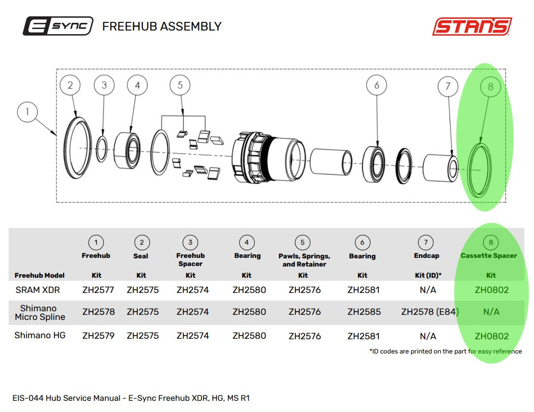 E-sync/Neo Rear Hub 1.8mm Silver Cassette Spacer