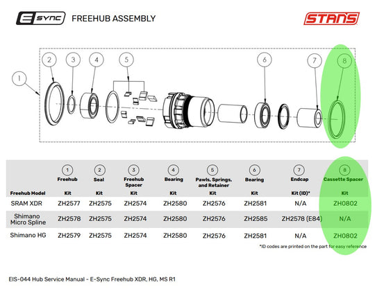E-sync/Neo Rear Hub 1.8mm Silver Cassette Spacer