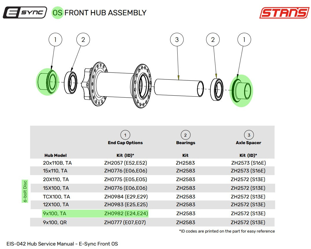 E-Sync OS / Neo OS End Caps | Front | 9mm Thru-Axle (6-Bolt)