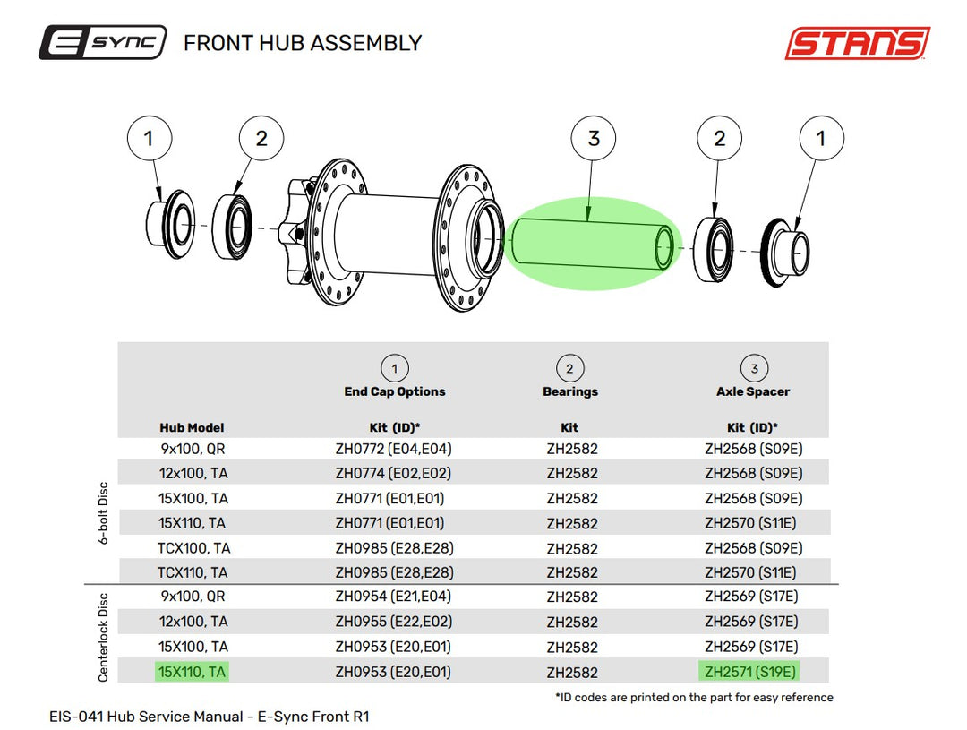E-sync/Neo Front Hub Axle Spacer for 110mm Centerlock Hubs