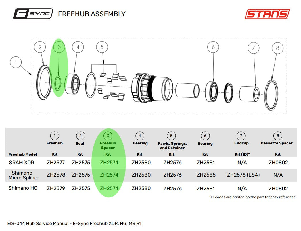 E-sync Rear Hub 0.5mm Silver Freehub Spacer