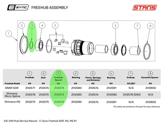 E-sync Rear Hub 0.5mm Silver Freehub Spacer