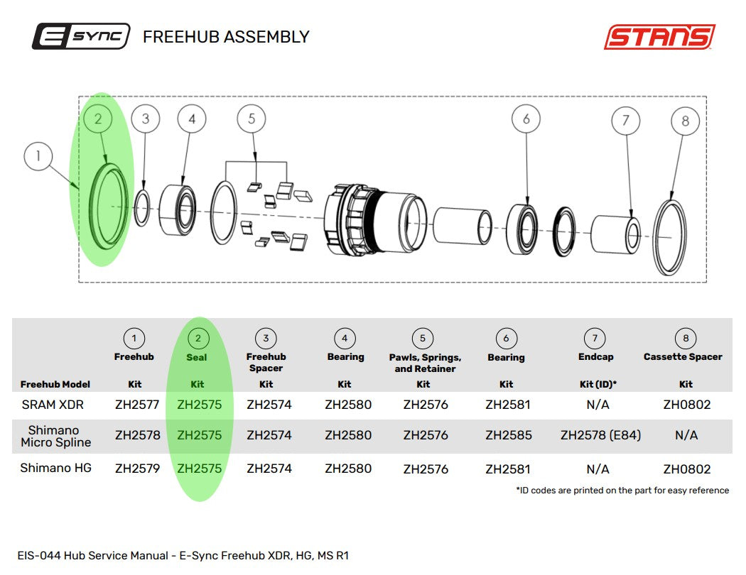 E-sync Rear Hub Freehub Seal
