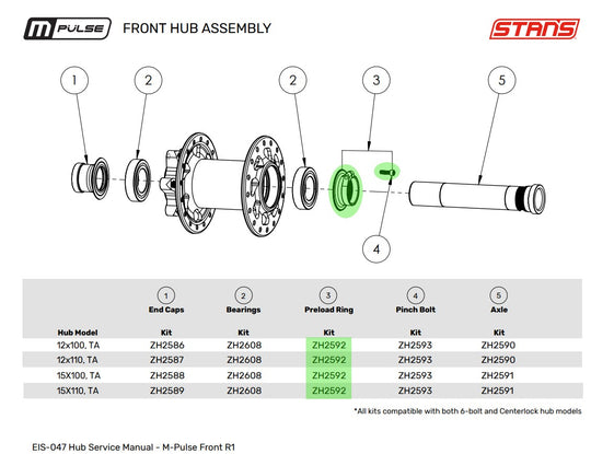 M-pulse Front Hub Preload Ring Kit