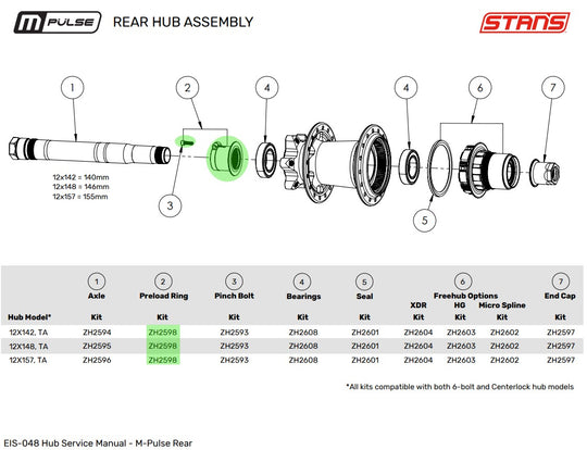 M-pulse Rear Hub Preload Ring Kit