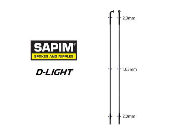 SPOKE, SAPIM, D-LIGHT J-BEND, 2.0/1.65/2.0, BLACK – Stan's