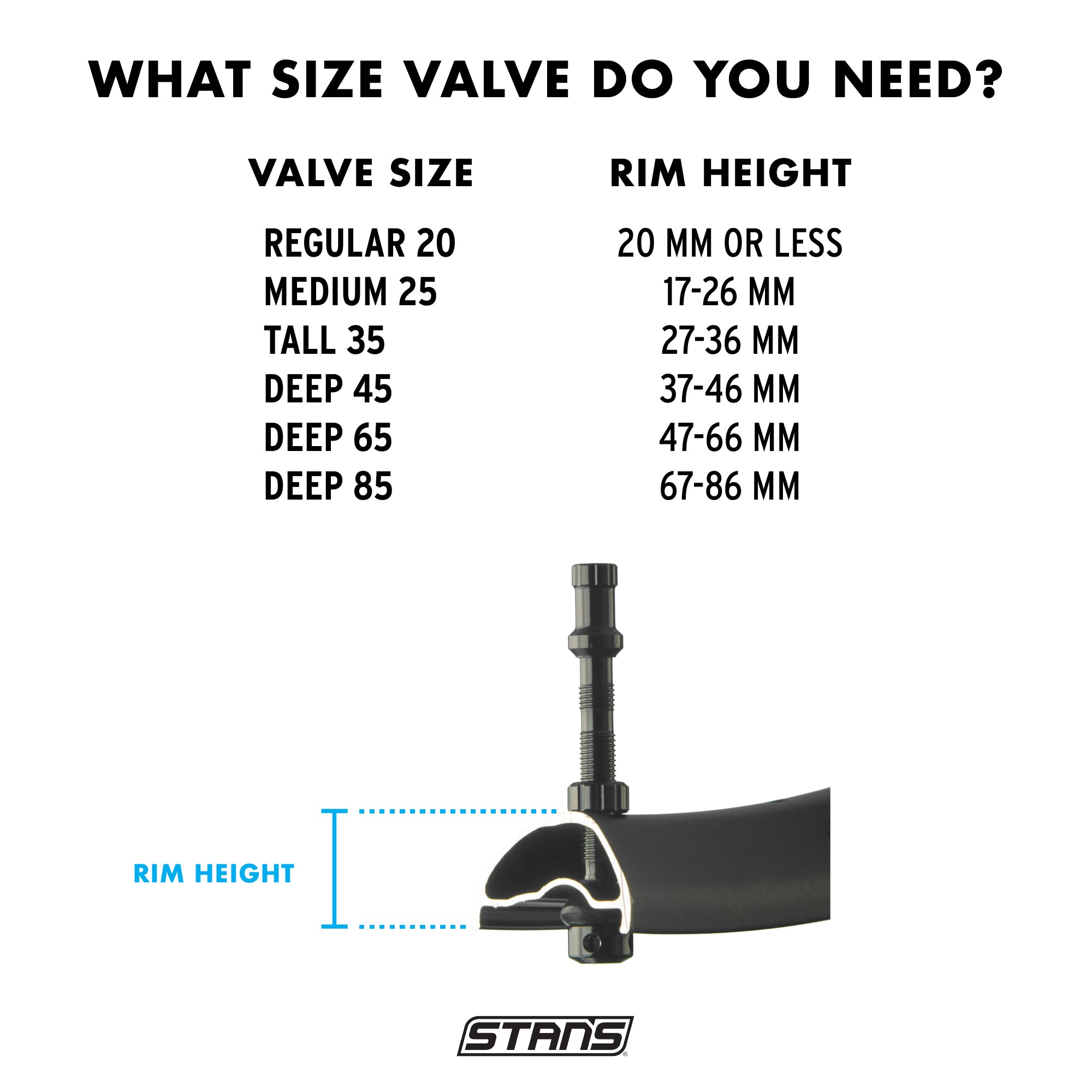 Stan's Tubeless Universal+ Valves | Presta | Mountain Bike